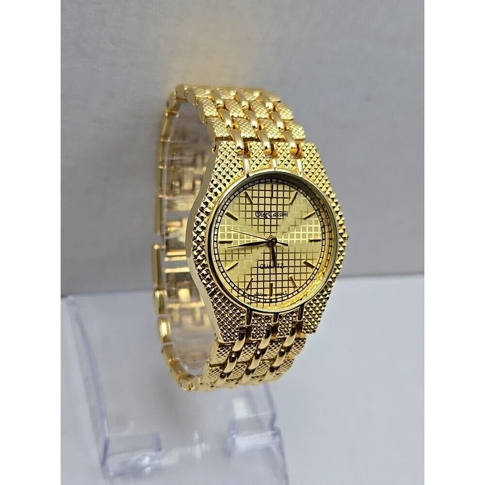 Oleg Cassini Womens Quartz Watch Gold Tone Mesh Bracelet Japan Movt New Battery